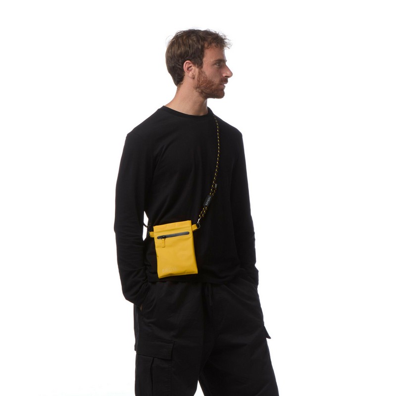 Borsa a tracolla unisex impermeabile gialla senape, perfetta per portare cellulare, occhiali, portafogli ecc. - un'utilissima idea regalo donna e uomo