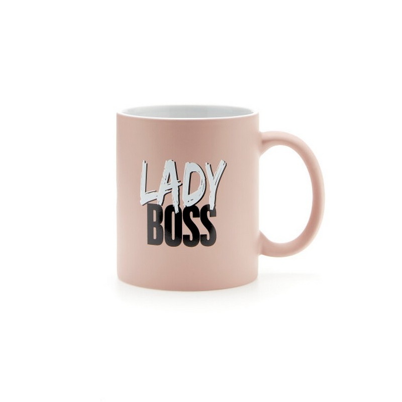 Tazza mug rosa in ceramica decorata con scritta “Lady boss”, una simpatica idea regalo donna o mamma
