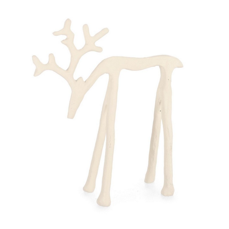 Decoro renna da appoggio in alluminio avorio, perfetta come decoro di Natale