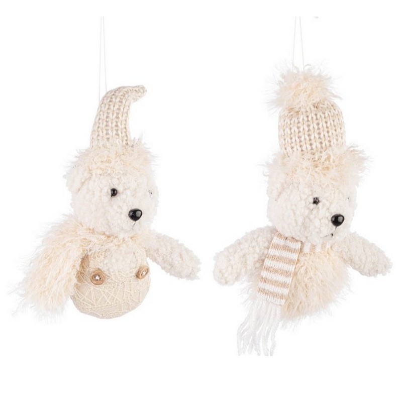 Orsetto peluche di Natale da appendere in 2 varianti assortite, ideale per arricchire i tuoi addobbi per albero di Natale o come idea regalo Natale