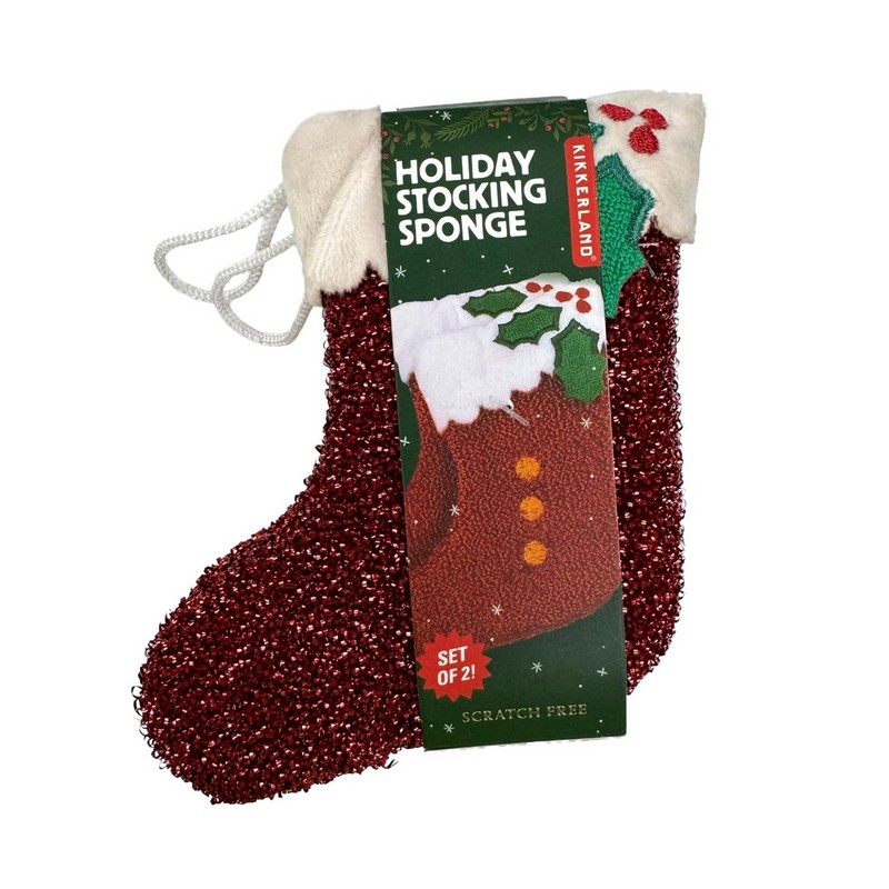 Set 2 spugne natalizie per piatti a forma di calze della Befana, una perfetta idea regalo di Natale originale