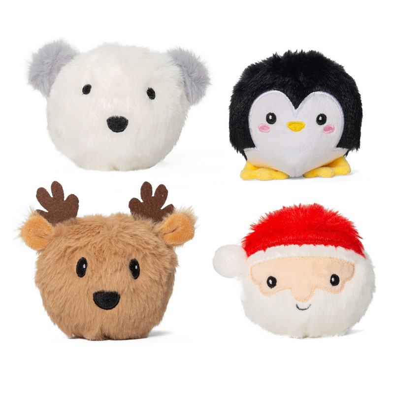 Pallina antistress di Natale con 4 personaggi assortiti: Babbo Natale, orso polare, renna e pinguino - un'idea regalo di Natale originale e divertente