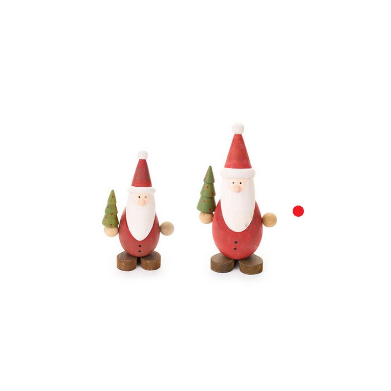 Babbo Natale in legno con albero da appoggio, perfetto come decoro di Natale