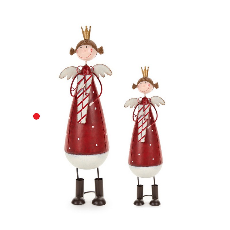Angelo di Natale in metallo rosso da appoggio, perfetto come decoro natalizio o idea regalo di Natale