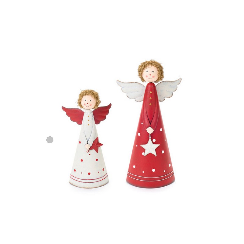 Angelo di Natale in metallo bianco da appoggio, perfetto come decoro natalizio o idea regalo di Natale
