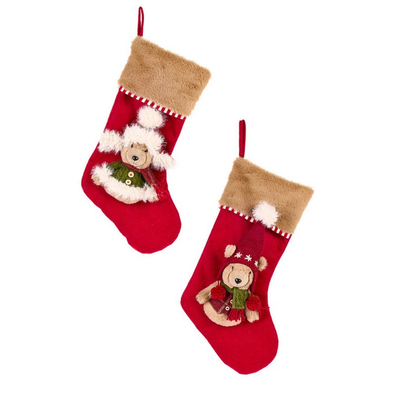 Calza della Befana con orso in 2 varianti assortite