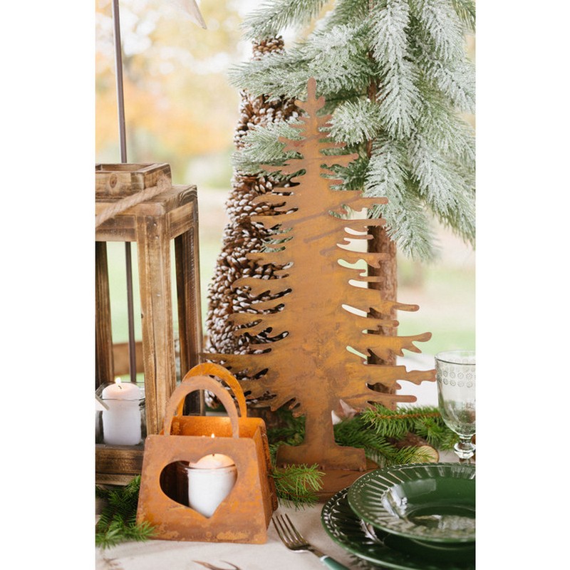 Albero in metallo effetto ruggine da appoggio, perfetto come decorazione o idea regalo autunno e Natale