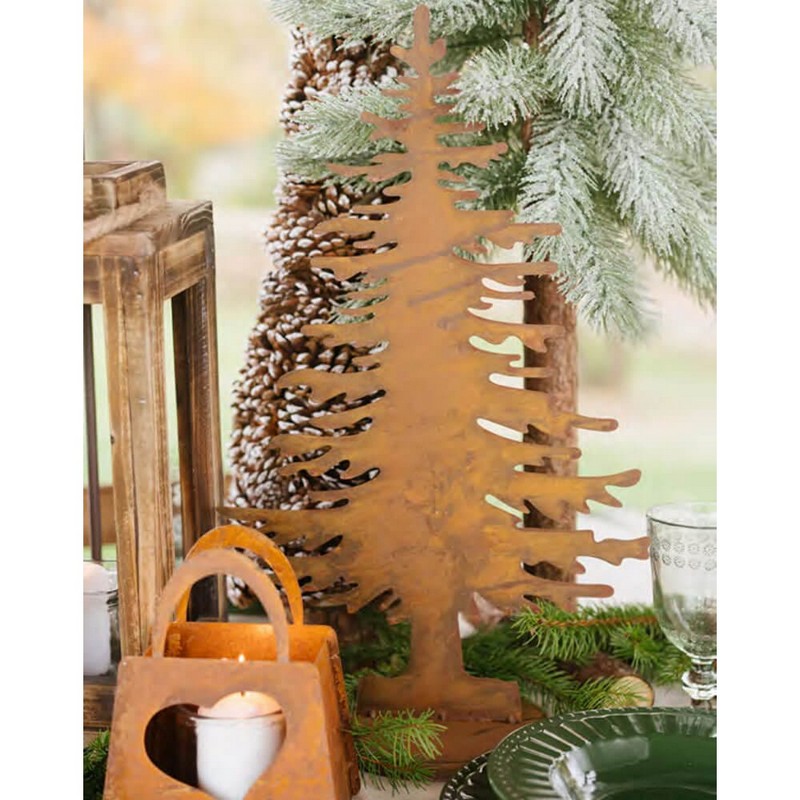 Albero in metallo effetto ruggine da appoggio, perfetto come decorazione o idea regalo autunno e Natale
