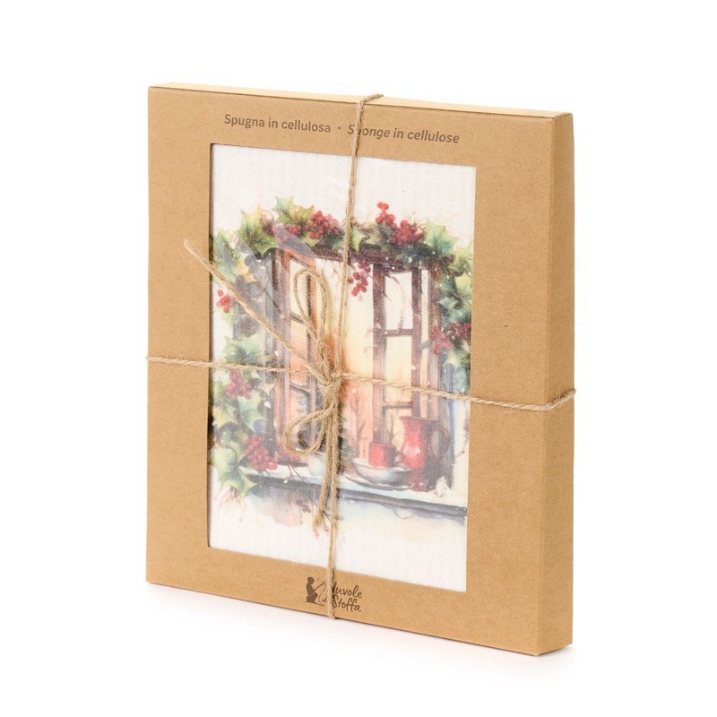 Set 6 spugne in cellulosa 100% compostabili con 6 decori natalizi diversi, per un regalo di Natale originale e utile