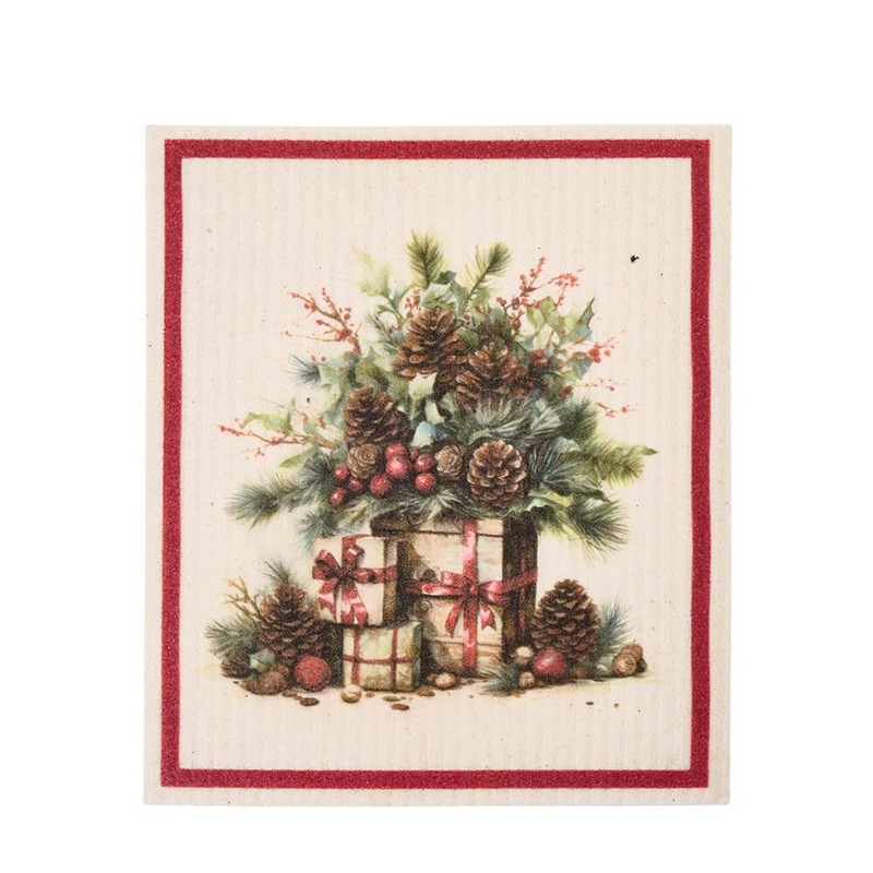 Set 6 spugne in cellulosa 100% compostabili con 6 decori natalizi diversi, per un regalo di Natale originale e utile