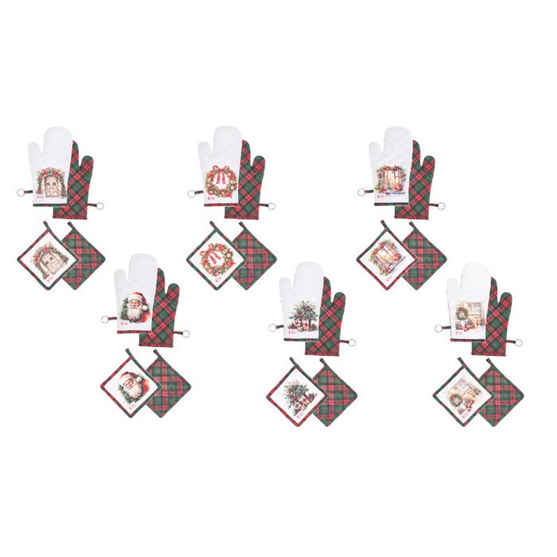 Set presina e guanto forno a tema Natale in 6 varianti assortite, per un regalo di Natale originale e utile