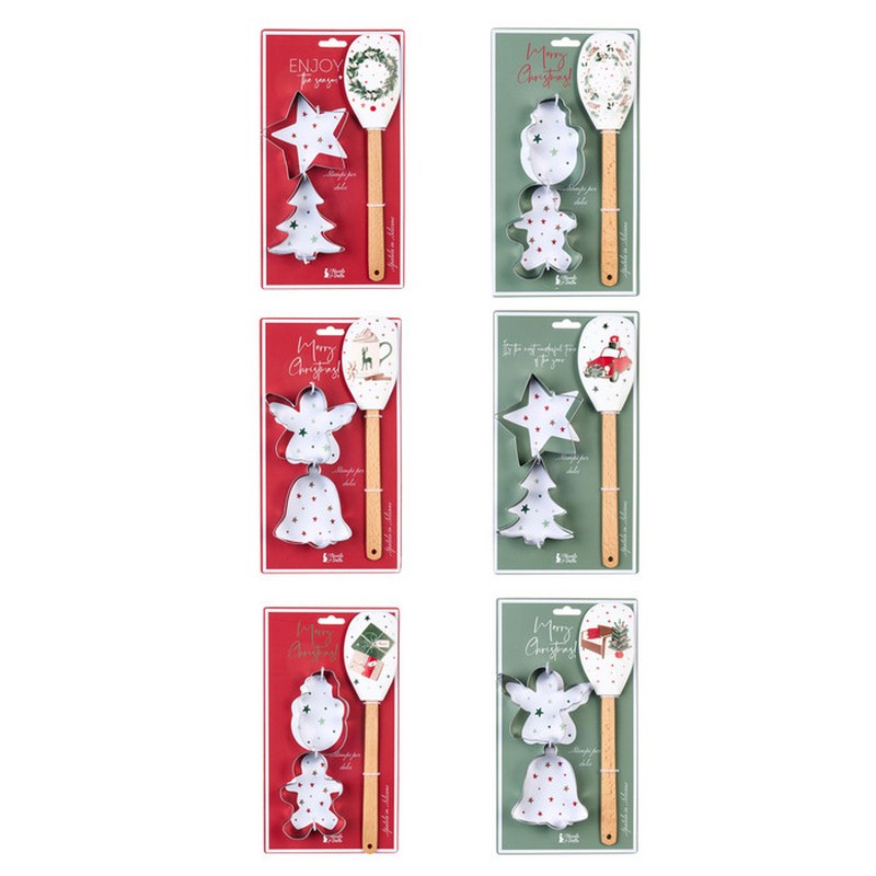 Set spatola con 2 stampini per biscotti a tema Natale in 6 varianti assortite, per un regalo di Natale originale e utile