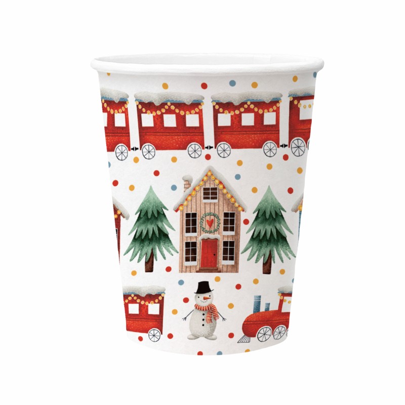 Set 8 bicchieri decorati di Natale in carta, per una tavola natalizia originale ed ecosostenibile