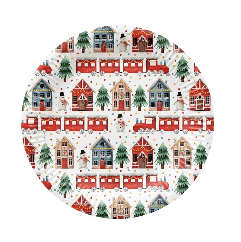 Set 8 piatti decorati di Natale in carta, per una tavola natalizia originale ed ecosostenibile