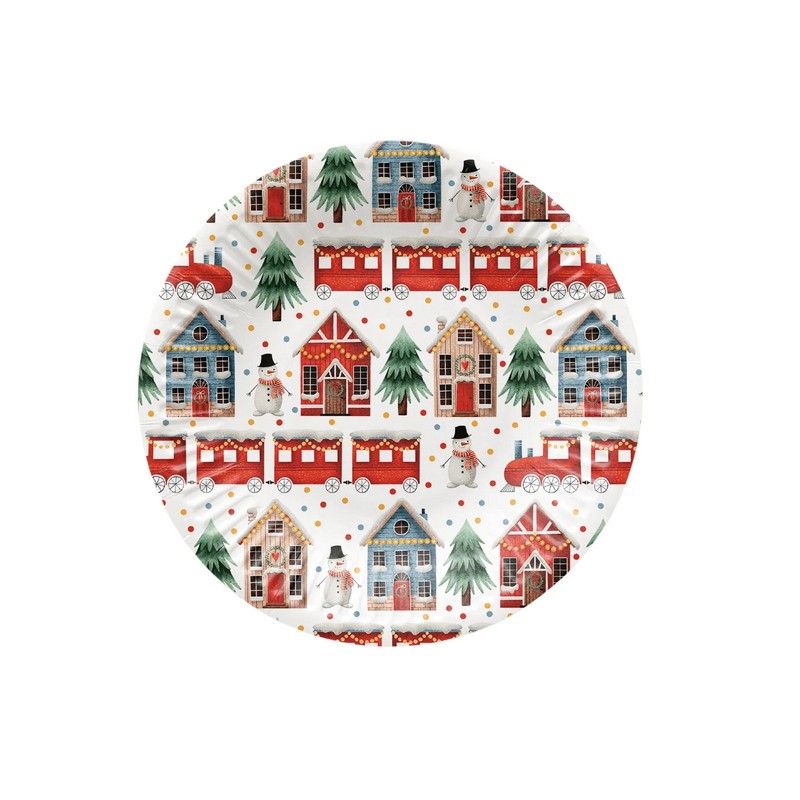 Set 8 piatti decorati di Natale in carta, per una tavola natalizia originale ed ecosostenibile