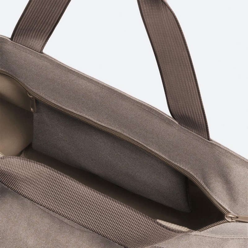 Borsa da shopping marrone caffè a spina di pesce con chiusura zip e manici, un'utilissima idea regalo donna o mamma