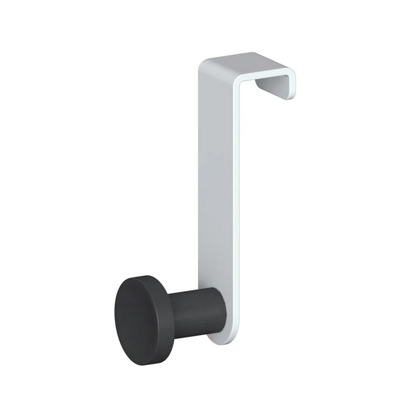 Set 2 ganci appendiabiti per porta colore bianco con pomello nero