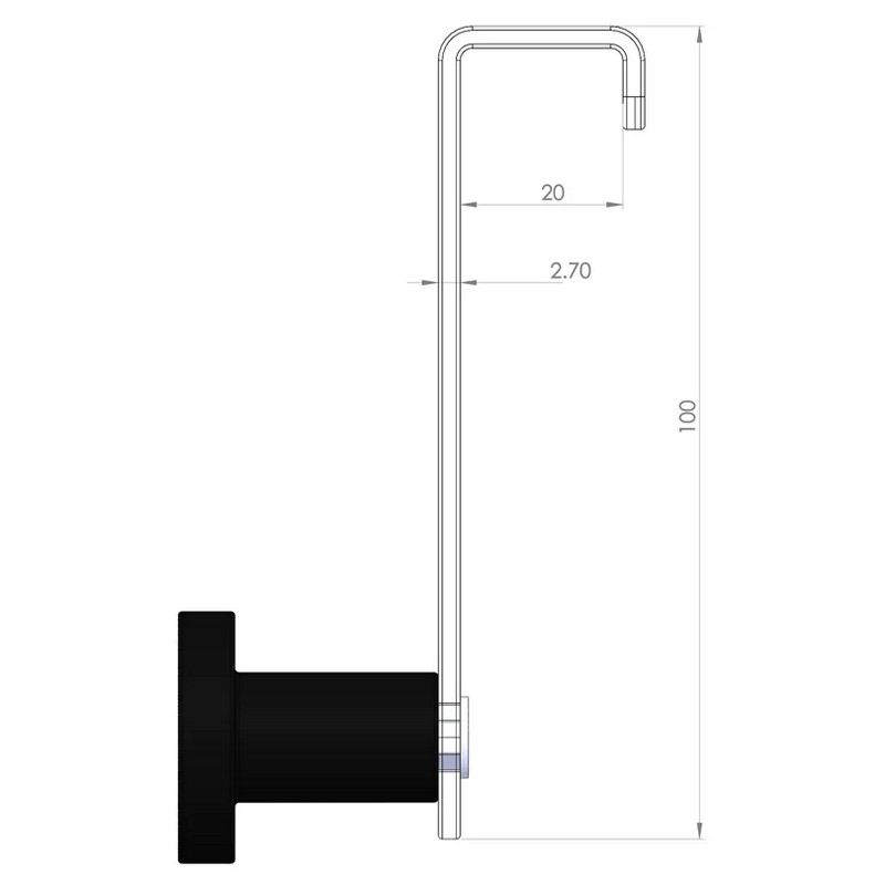 Set 2 ganci appendiabiti per porta colore bianco con pomello nero