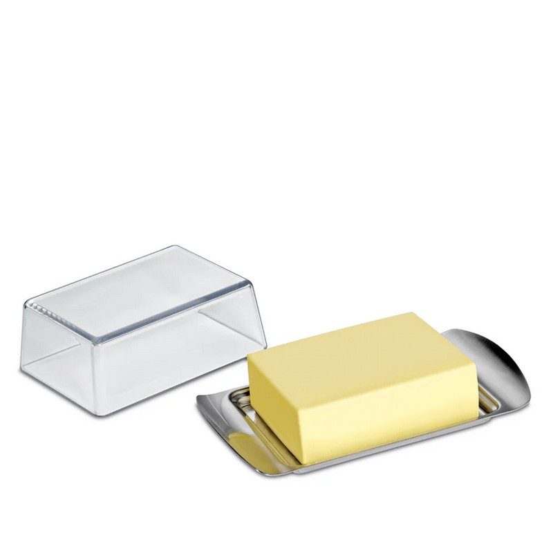 Burriera in acciaio inossidabile con coperchio in resina trasparente