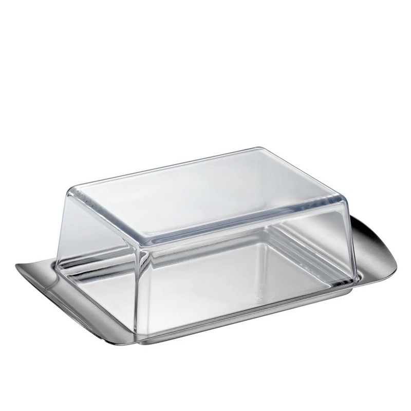 Burriera in acciaio inossidabile con coperchio in resina trasparente