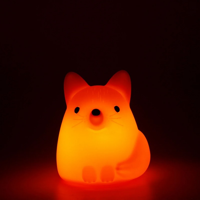 Luce notturna morbida in silicone a forma di volpe con controllo touch, luce calda e multicolor, funzione timer e batteria interna ricaricabile (cavo incluso), un'utile e originale idea regalo per la casa o per Natale