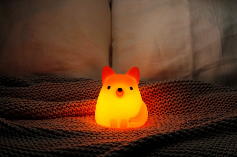 Luce notturna morbida in silicone a forma di volpe con controllo touch, luce calda e multicolor, funzione timer e batteria interna ricaricabile (cavo incluso), un'utile e originale idea regalo per la casa o per Natale