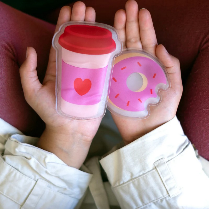 Set 2 scaldamani riutilizzabili a forma di tazza del caffè e ciambella, ideale come regalo di Natale