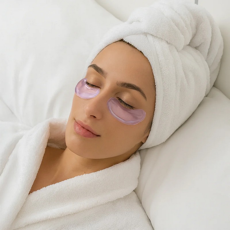 Set maschera da notte mucca regolabile e due patch per correggere le occhiaie, tutto adatto all'utilizzo caldo o freddo, per un'originalissima idea regalo donna