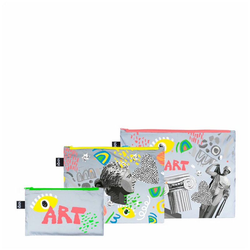 Set 3 buste da viaggio organizza valigia catarifrangenti con decori artistici misti, una perfetta idea regalo per viaggiatori