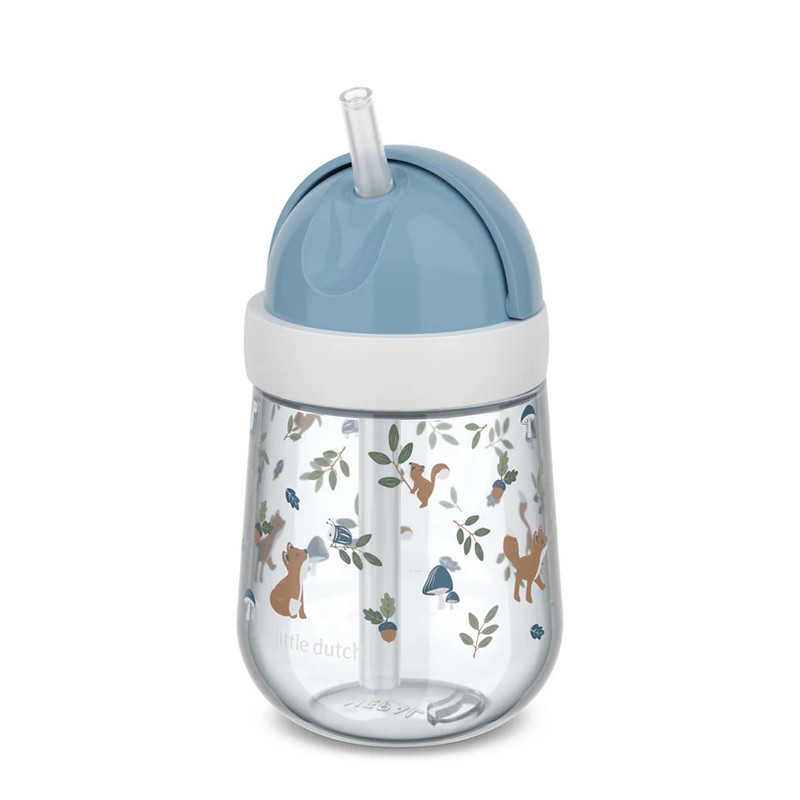 Bicchiere per neonati con cannuccia decorato con volpi, scoiattoli, insetti e ghiande, un utilissimo regalo per neomamme e neopapà