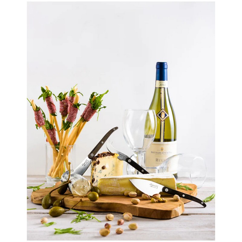 Set 3 coltelli da formaggio premium con manici in legno di pakka presentati in un elegante cofanetto di legno, una fantastica idea regalo per cuochi e chef