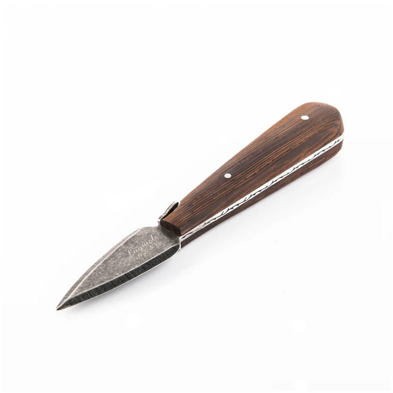 Set ostriche contenente un coltello in acciaio inox con manico in legno wengé e un paramano in silicone per facilitare l'apertura delle ostriche, per una lussuosa idea regalo originale