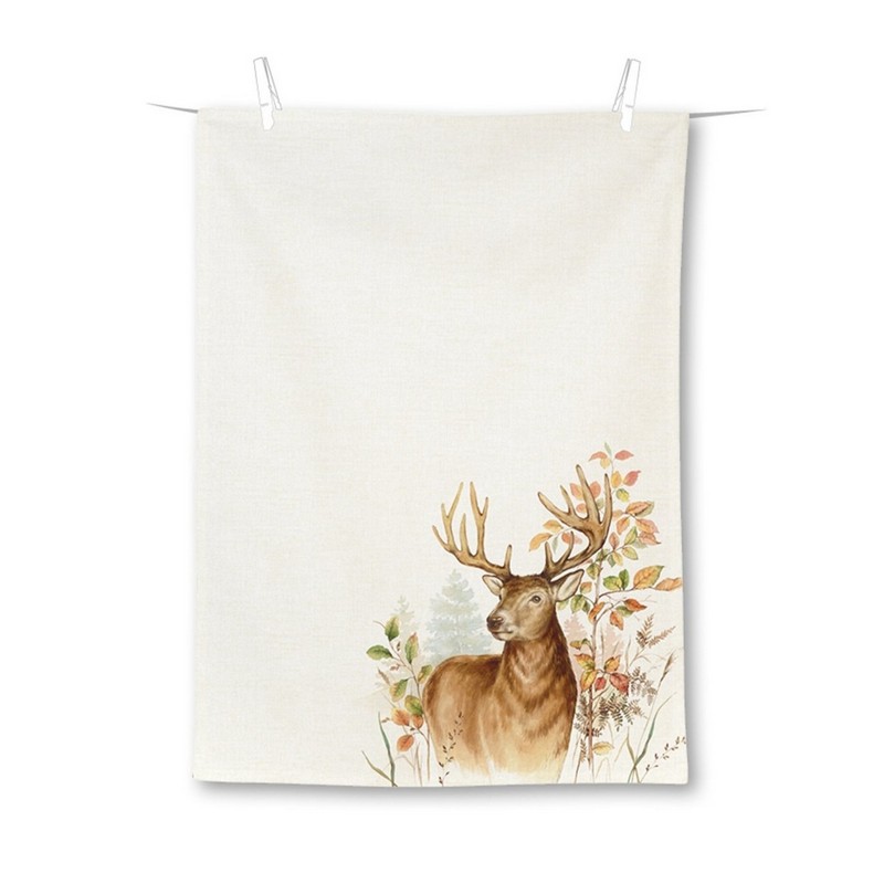 Strofinaccio da cucina decorato con cervo e piante