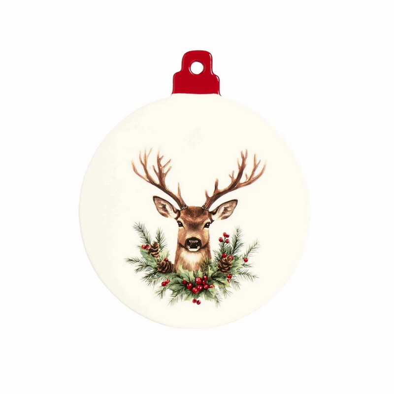 Sottopentola a forma di pallina di Natale decorato con cervo e vischio, perfetto come idea regalo di Natale originale