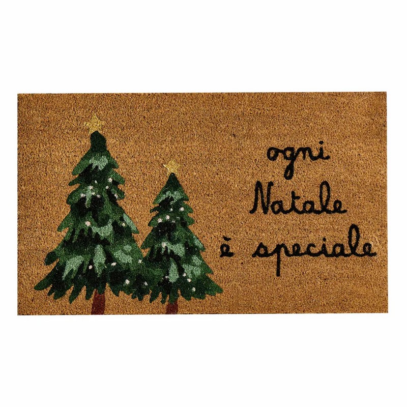 Zerbino in cocco decorato con alberi e scritta “Ogni Natale è speciale”, un'utilissima idea regalo di Natale