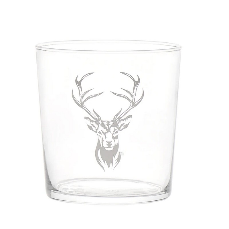 Set 6 bicchieri per l'acqua in vetro trasparente decorati con cervo, un'ottima idea regalo autunno-inverno