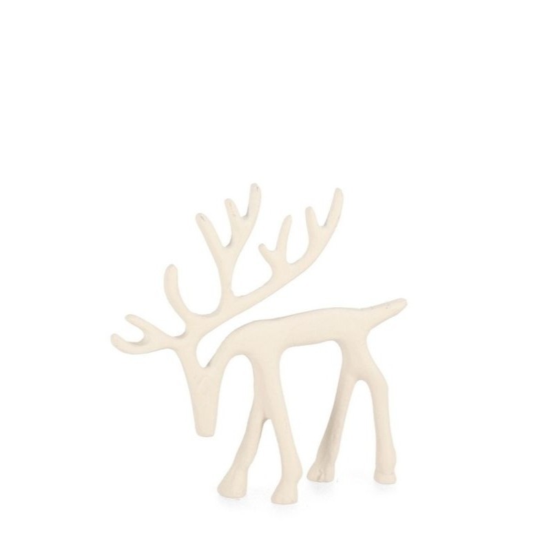 Decoro renna da appoggio in alluminio avorio, perfetta come decoro di Natale
