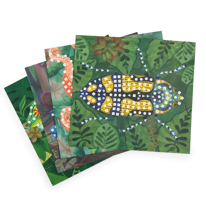 Cofanetto con mosaici fai da te di animali con mosaici adesivi e strass - una fantastica idea regalo per bambini!