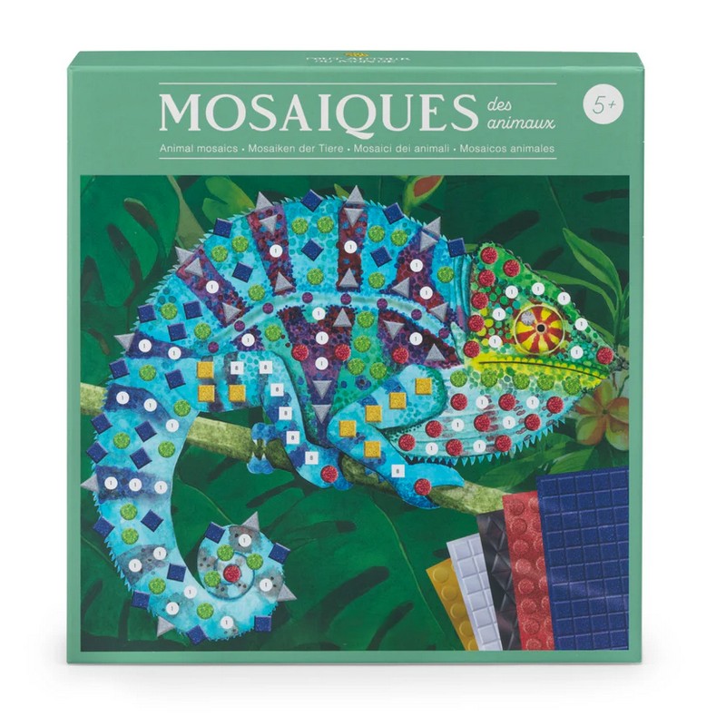 Cofanetto con mosaici fai da te di animali con mosaici adesivi e strass - una fantastica idea regalo per bambini!