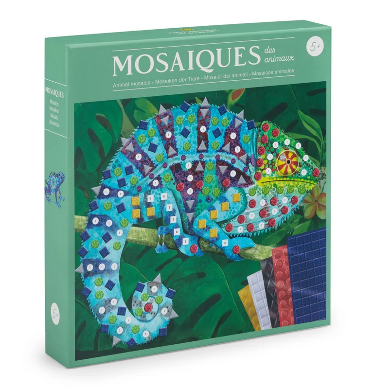 Cofanetto con mosaici fai da te di animali con mosaici adesivi e strass - una fantastica idea regalo per bambini!