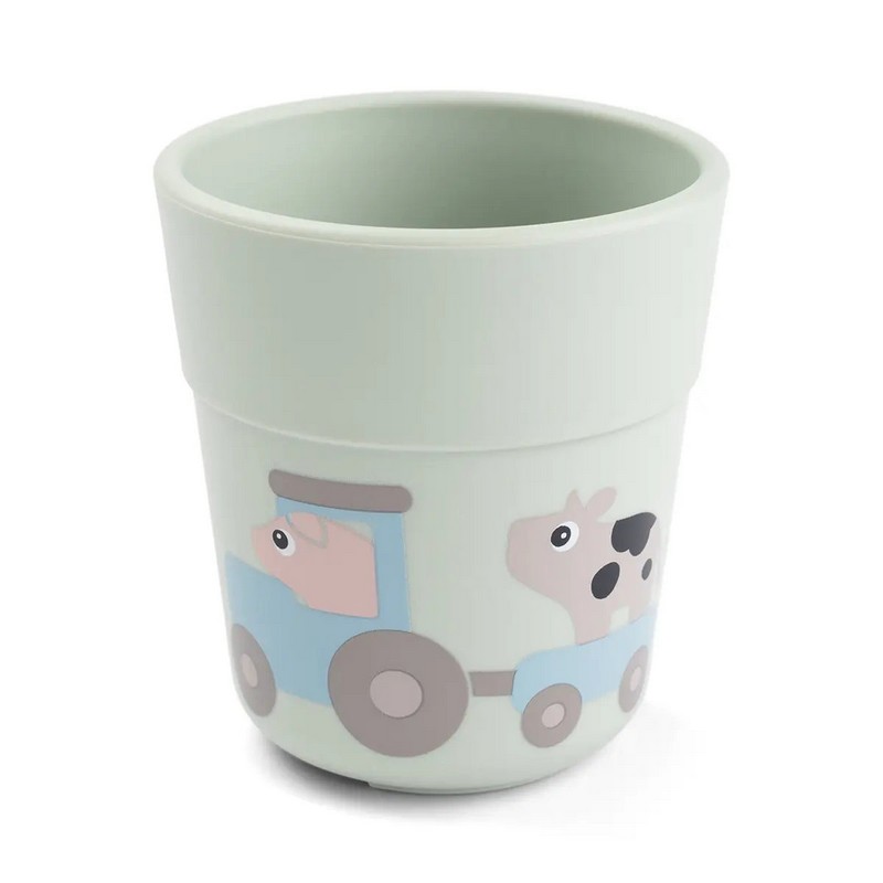 Set pappa da 4 pezzi con piatto diviso in scomparti, bicchiere, forchetta e coltello, il tutto decorato con animali della fattoria e realizzato in polipropilene alimentare, una fantastica idea regalo per bambini, neonati e neogenitori