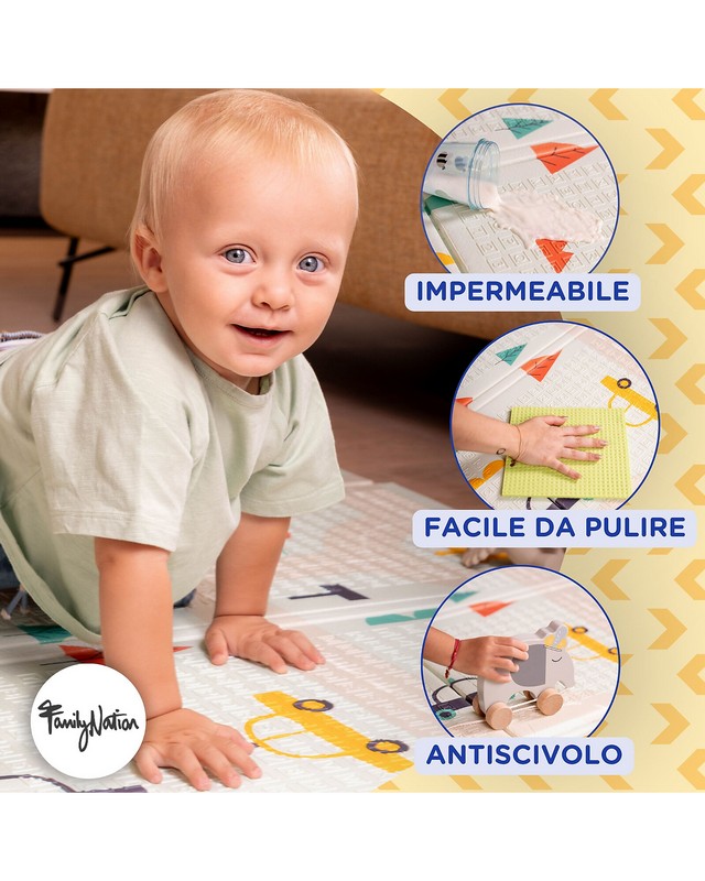 Tappeto da gioco Montessori 2 in 1, con decoro reversibile, facilmente pieghevole e riponibile nella borsa inclusa - un'utilissima idea regalo per neonati, bambini e neogenitori!