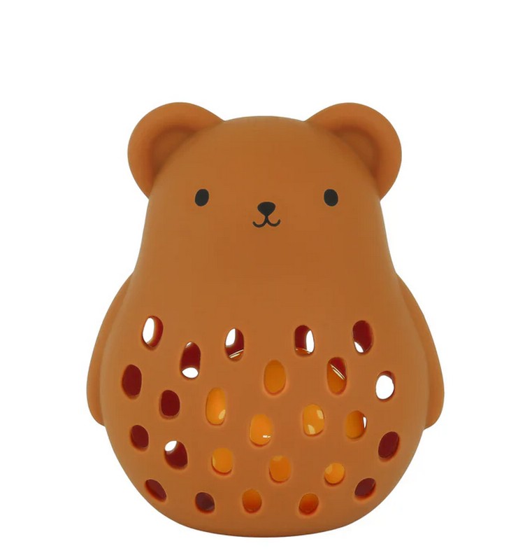 Sonaglio morbido in silicone alimentare a forma di orsetto che funge anche da massaggiagengive per aiutare la dentizione, una perfetta idea regalo per neonati e neogenitori