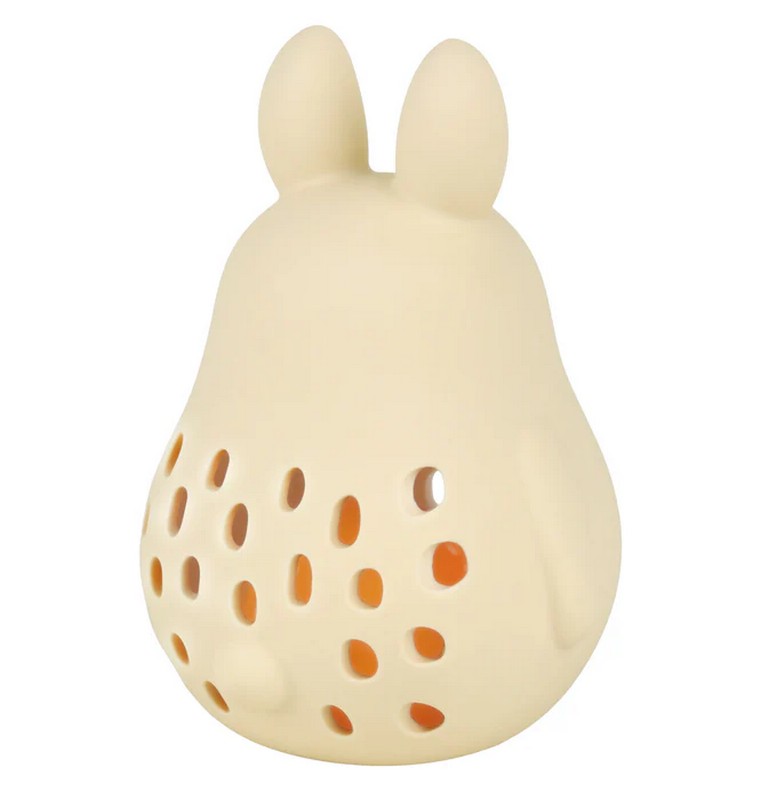 Sonaglio morbido in silicone alimentare a forma di coniglio che funge anche da massaggiagengive per aiutare la dentizione, una perfetta idea regalo per neonati e neogenitori