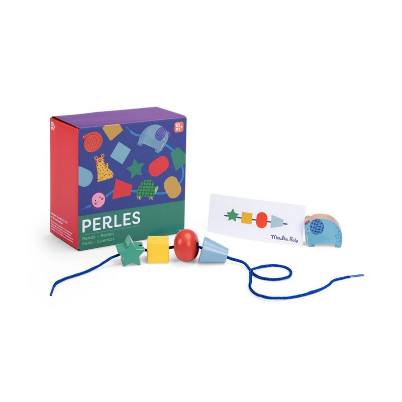 Gioco con perline e animali in legno da infilare e sfilare, per un'originale idea regalo per bambini!