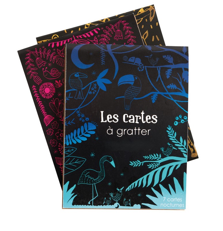 Gioco Scratch Art con 7 fogli neri da grattare per disegnare, disponibile in colori brillanti, fluo o notturni, per un'originale idea regalo per bambini! Stilo per grattare incluso