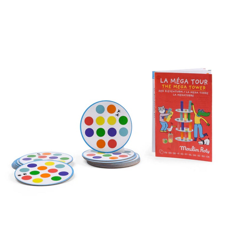 Gioco Mega Torre in legno con cilindri colorati da aggiungere