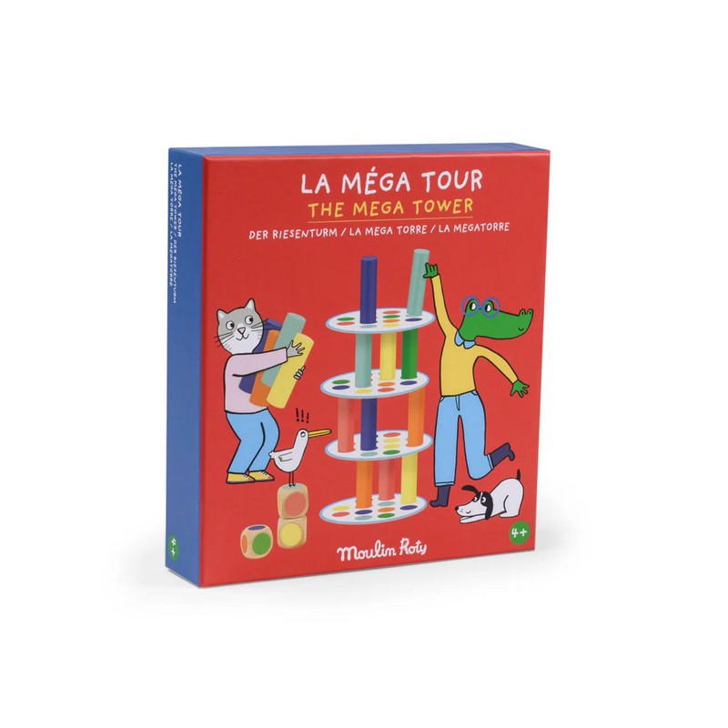 Gioco Mega Torre in legno con cilindri colorati da aggiungere