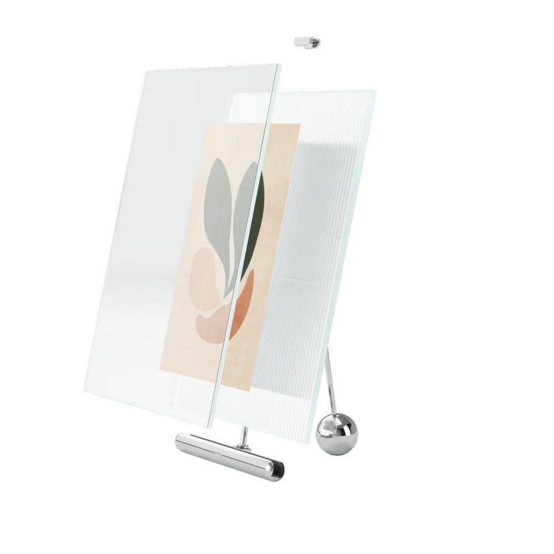 Portafoto utilizzabile sia in verticale che in orizzontale in vetro a righe per foto 10 x 15 cm, perfetto come idea regalo per la casa