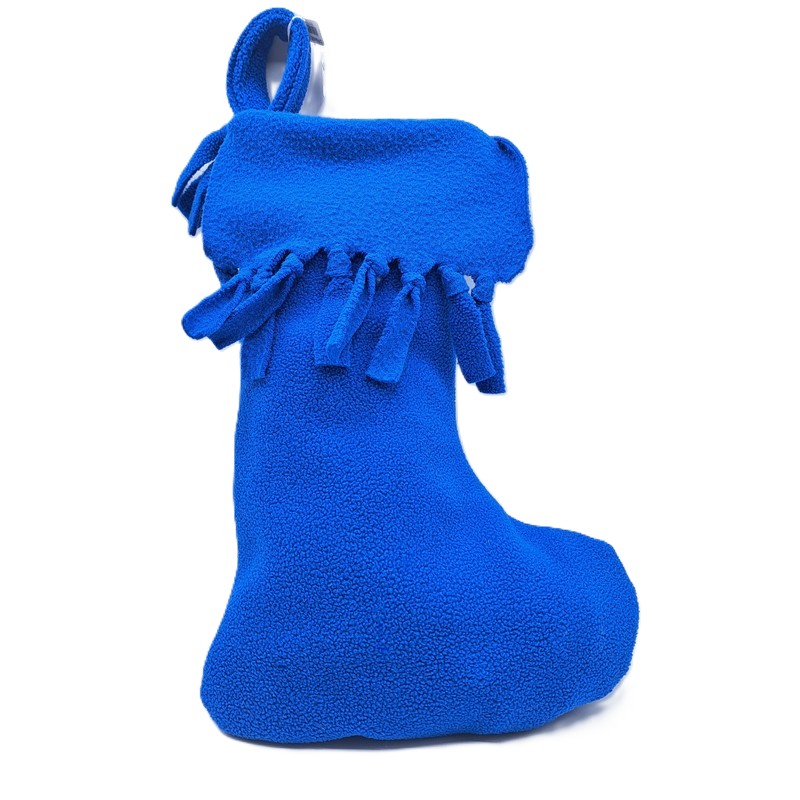 Calza della Befana blu con occhiello per essere appesa